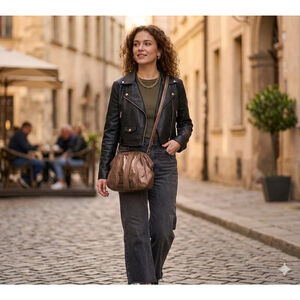 Women's Sharif Brown Textured Shoulder Bag